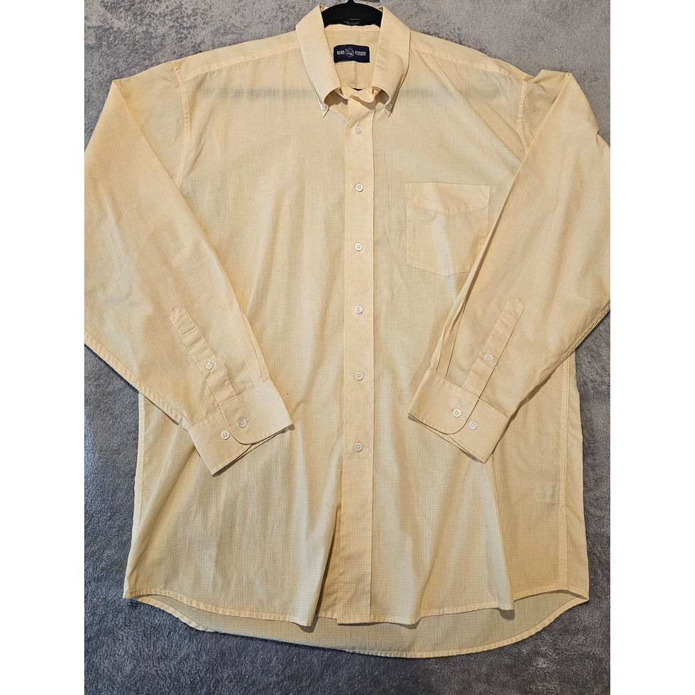 Alan Flusser Mens Long Sleeve Shirt Light Yellow Button Down  Size 16 34 35